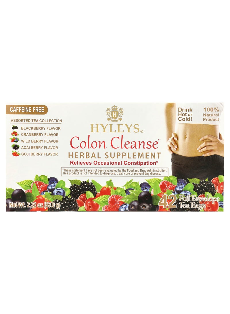 Colon Cleanse, Assorted Tea Collection, Caffeine Free, 42 Foil Envelope Tea Bags, 2.22 oz (63 g)
